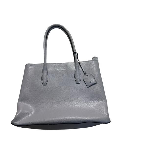 Kate Spade New York Gray Pebbled Leather Tote Bag with Burgundy Interior - Picture 1 of 8
